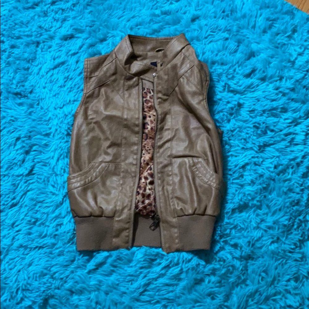 Brown leather vest